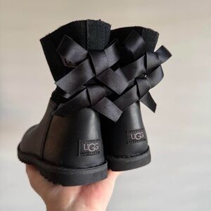 UGG Black Ankle Boots with Satin Bows